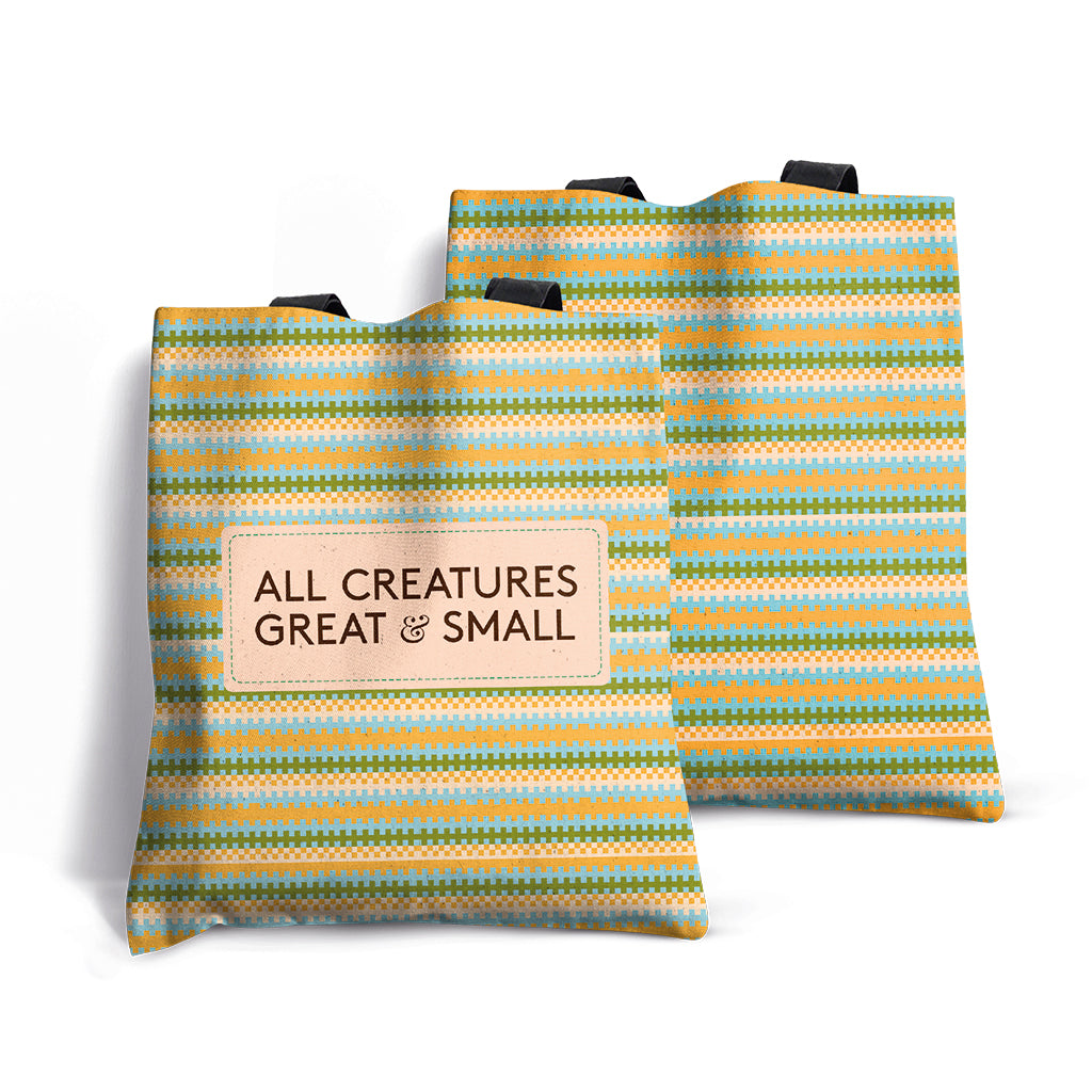 All Creatures Great and Small Striped Pattern Edge-to-Edge Tote Bag