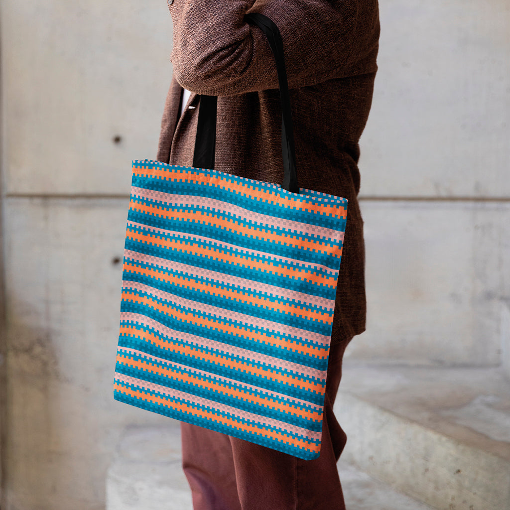 All Creatures Great and Small Striped Blue Edge-to-Edge Tote Bag