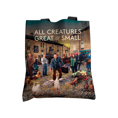 All Creatures Great and Small Darrowby Market Scene Edge-to-Edge Tote Bag