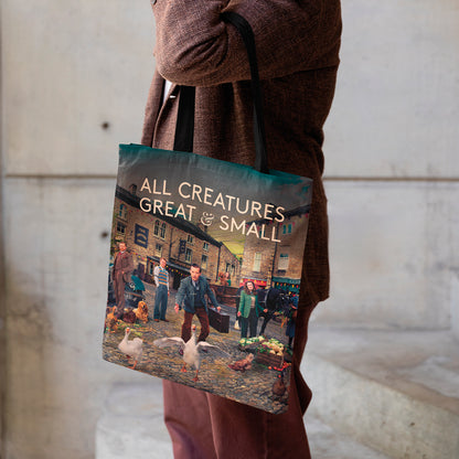 All Creatures Great and Small Darrowby Market Scene Edge-to-Edge Tote Bag