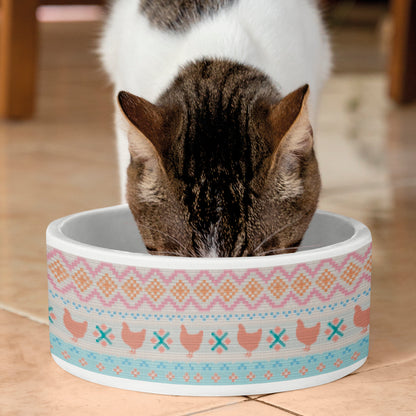 All Creatures Great and Small Chicken Pattern Pet Bowl