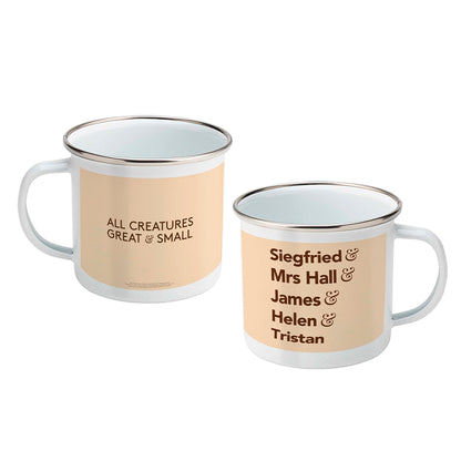 All Creatures Great and Small Character Names on Cream Enamel Mug