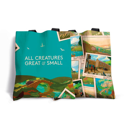 All Creatures Great and Small Darrowby Postcard Collage Edge-to-Edge Tote Bag