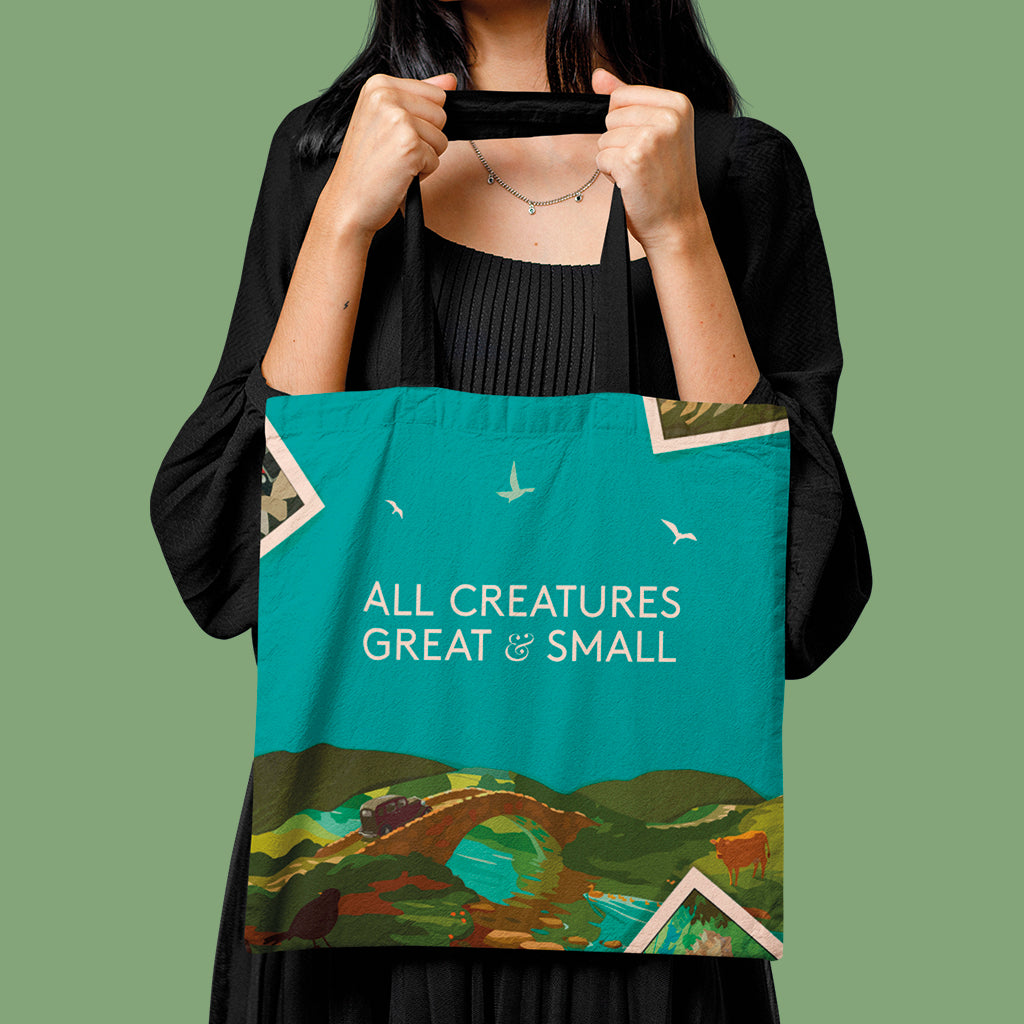 All Creatures Great and Small Darrowby Postcard Collage Edge-to-Edge Tote Bag